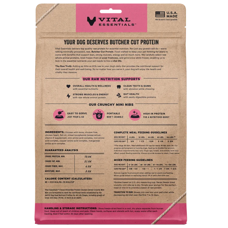 Vital Essentials Freeze-Dried RAW Chicken Entree Crunchy Mini Nibs Dog Food, 5.5oz - Image 2