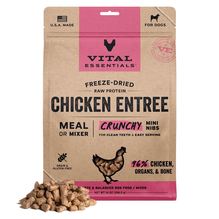 Vital Essentials Freeze-Dried RAW Chicken Entree Crunchy Mini Nibs Dog Food, 5.5oz