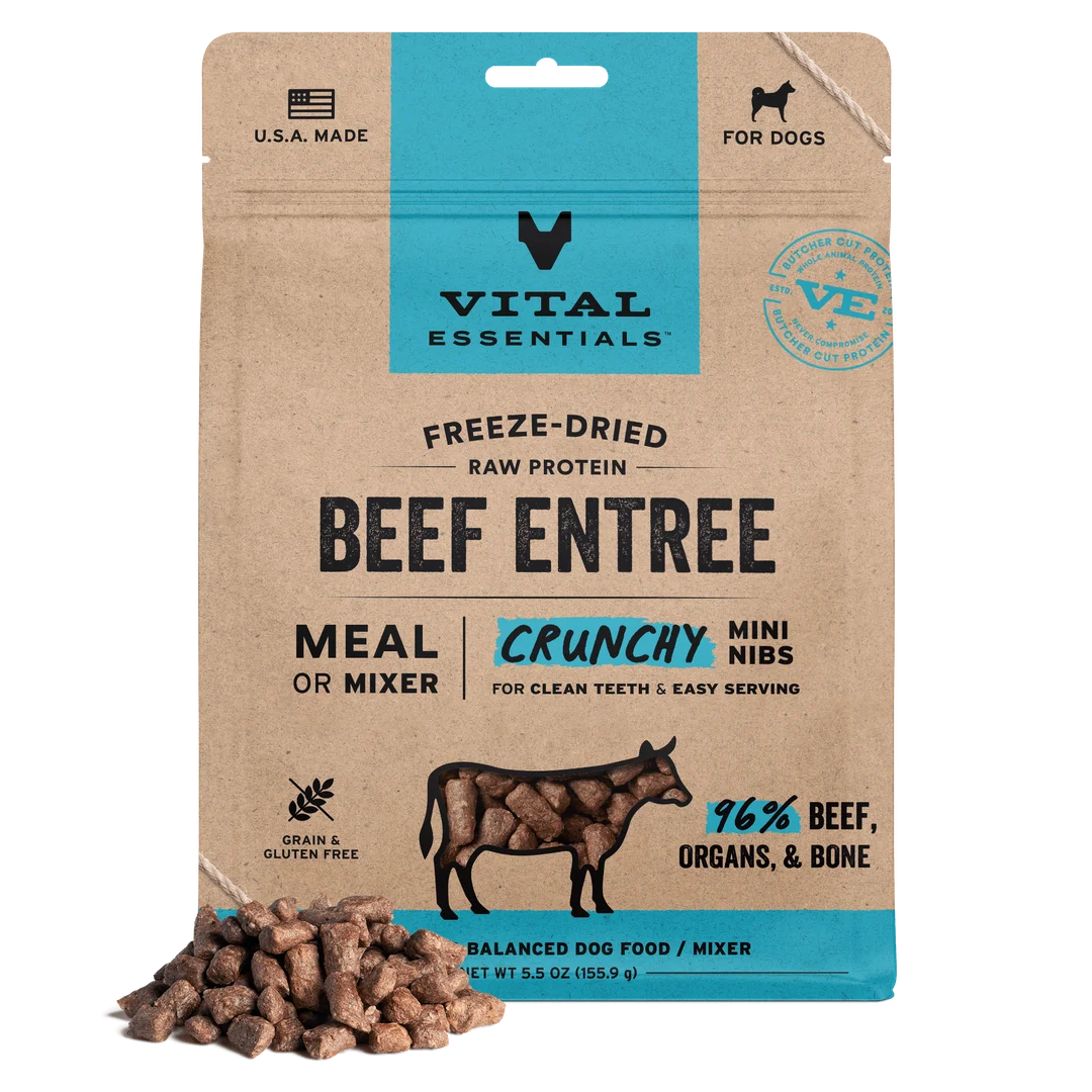 Vital Essentials Freeze-Dried RAW Beef Entree Crunchy Mini Nibs Dog Food