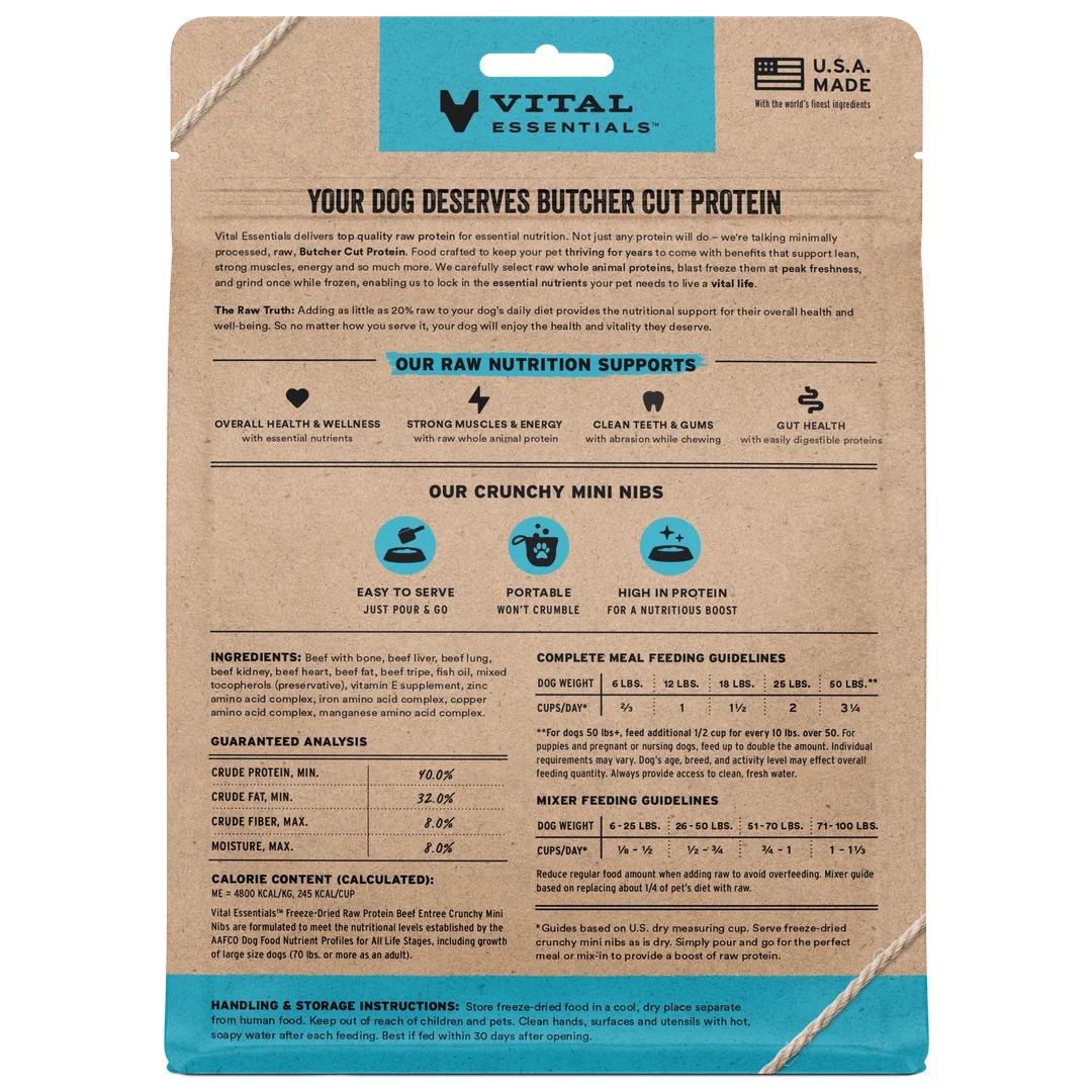 Vital Essentials Freeze-Dried RAW Beef Entree Crunchy Mini Nibs Dog Food - Image 2