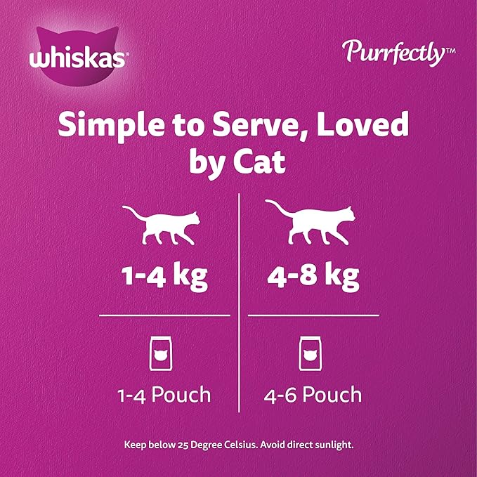 Whiskas Purrfectly طعام القطط الرطب بالتونة والسلمون، 85 جرام - الصورة 3