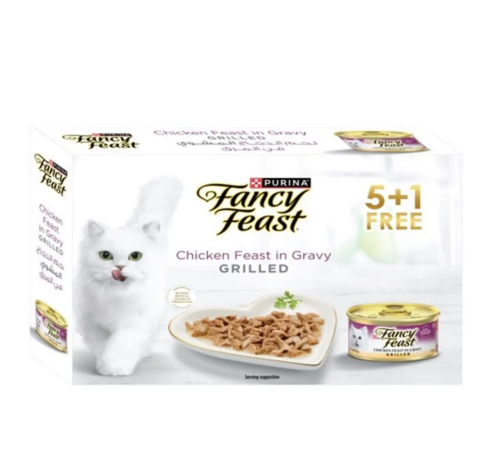 Fancy Feast Grilled Chicken Feast In Gravy Wet Cat Food, 85g, (5+1 Pack)