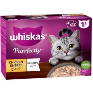 Whiskas طعام القطط الرطب بالدجاج في المرق، 85 جرام (عبوة من 12)