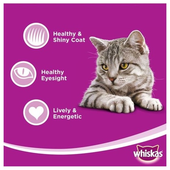 Whiskas طعام القطط الرطب بالدجاج في المرق، عبوة اقتصادية 80 جرام (عبوة من 12 قطعة) - الصورة 3