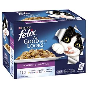 Felix As Good as it Looks مجموعة مختارة مفضلة في الهلام طعام قطط رطب، 85 جرام (عبوة من 12)