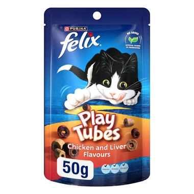 حلوى القطط Felix Play Tubes بنكهة الدجاج والكبد، 50 جرام