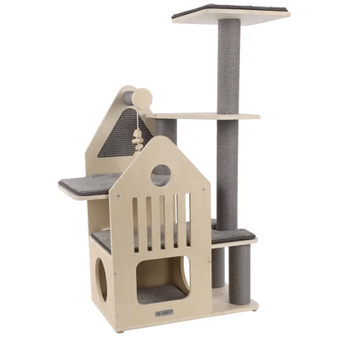 Flamingo Kaisa Scratching Cat Tree, Beige and Grey