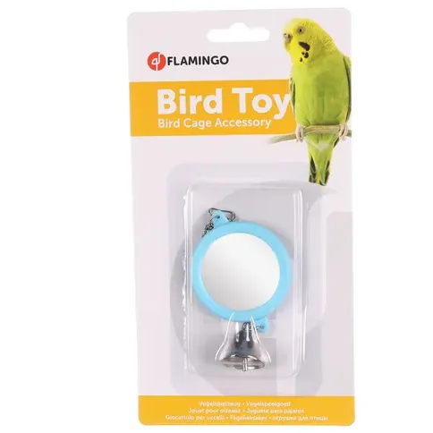 Flamingo Parakeet Toy Mirror, Blue - Image 2