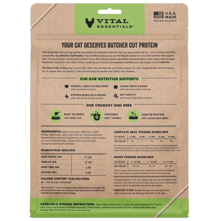Vital Essentials Freeze-Dried Rabbit Entree & Mixer Crunchy Nibs Cat Food, 12oz - Image 2