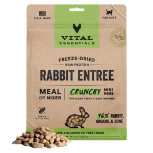 Vital Essentials Freeze-Dried Rabbit Entree & Mixer Crunchy Nibs Cat Food, 12oz