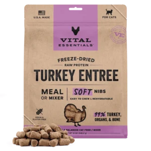 Vital Essentials Freeze-Dried Turkey Entree & Mixer Soft Nibs Cat Food, 12oz