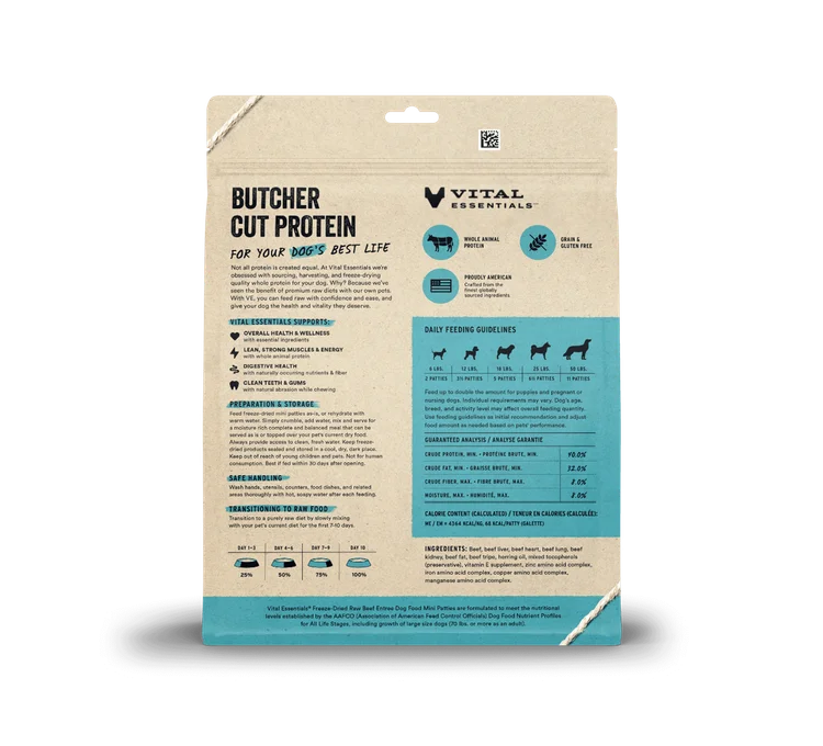 Vital Essentials Freeze-Dried Beef Entree Mini Patties Dog Food, 14oz - Image 2