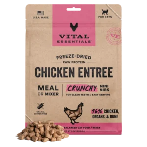 Vital Essentials Freeze-Dried Chicken Entree Crunchy Mini Nibs Cat Food, 12oz