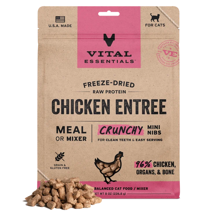 Vital Essentials Freeze-Dried Chicken Entree Crunchy Mini Nibs Cat Food, 12oz