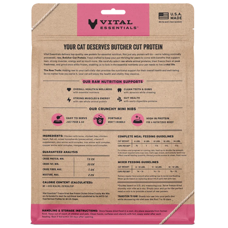 Vital Essentials Freeze-Dried Chicken Entree Crunchy Mini Nibs Cat Food, 12oz - Image 2