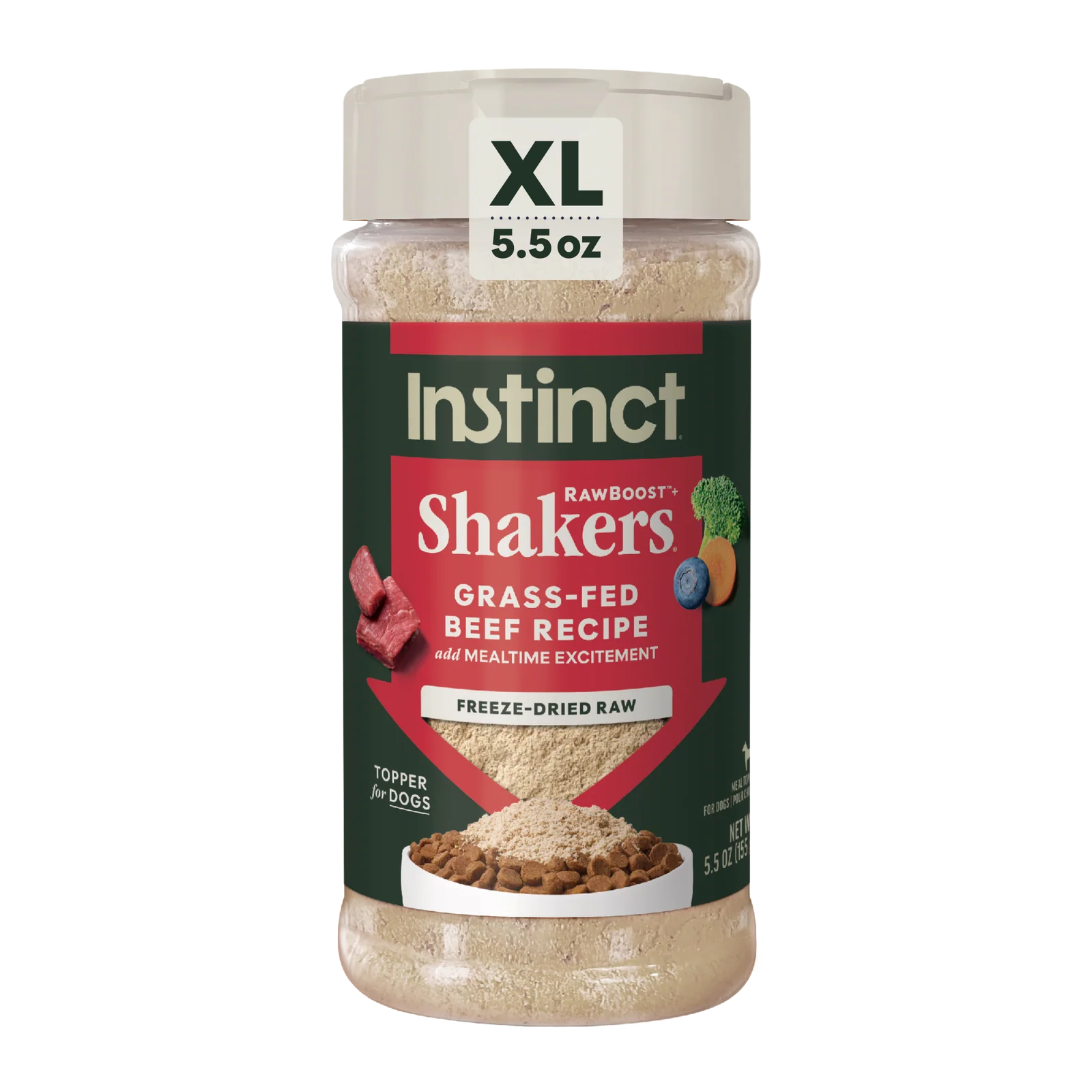 Instinct Raw Boost Shakers Grass-Fed Beef Freeze-Dried Dog Food Topper, 5.5oz